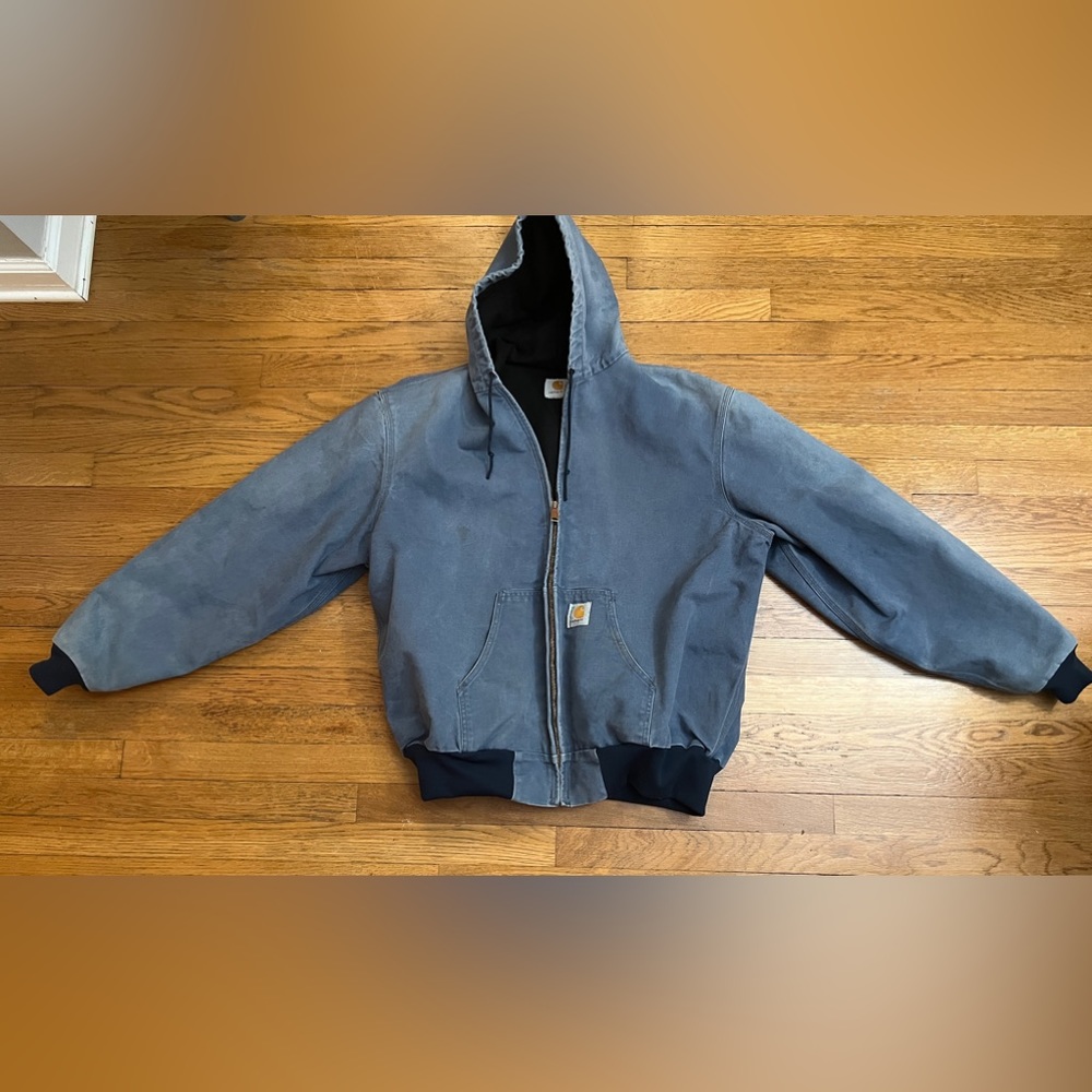 Blue Carhartt jacket Vintage 90’s work coat/jacket PERFECTLY VINTAGE!!